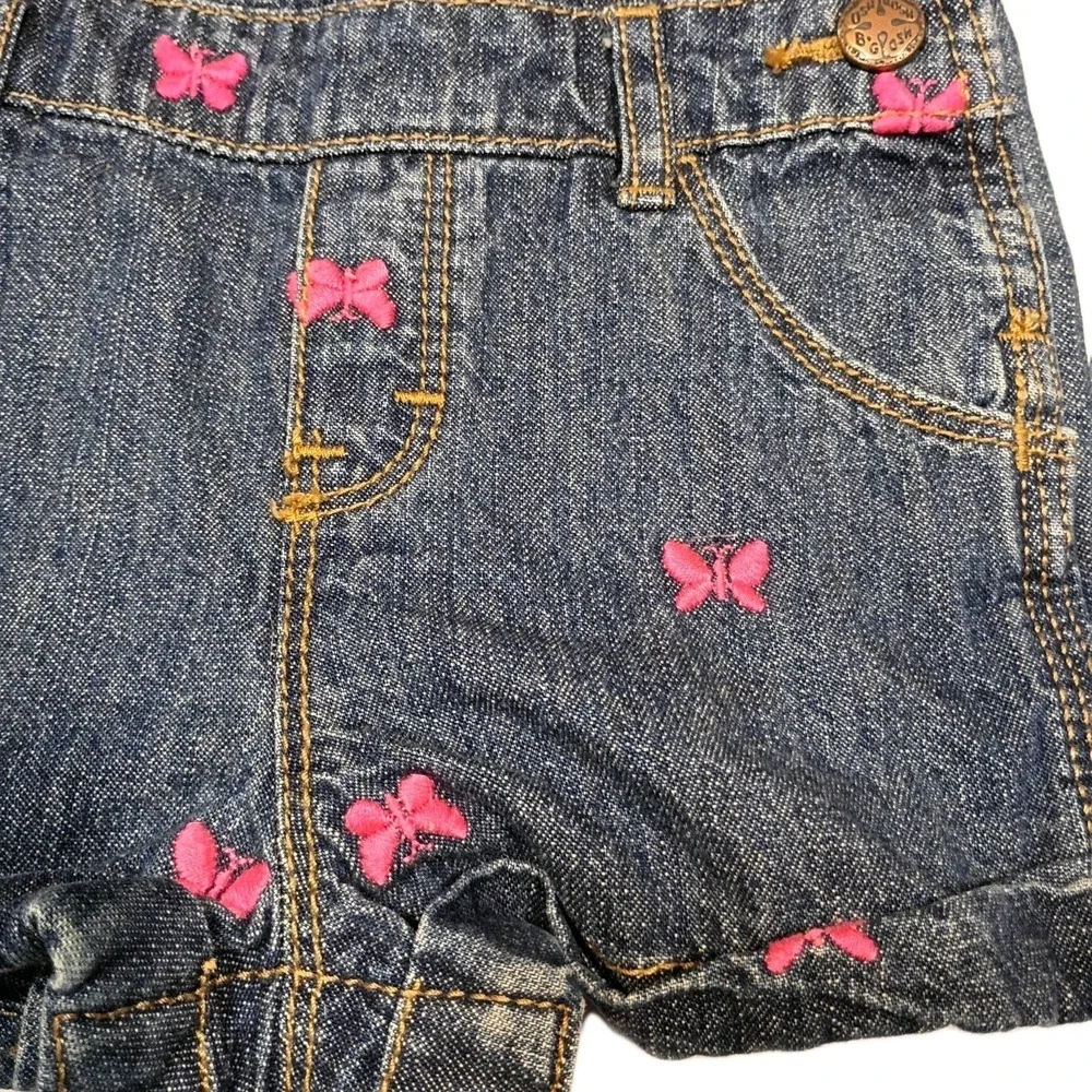 Osh Kosh B'gosh Girls Shortalls Overalls Denim Butterfly Vestbak 12 months Bibs